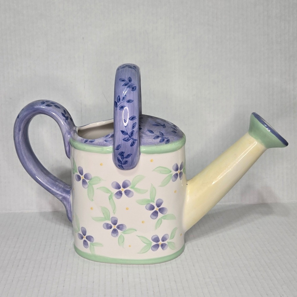 Pfaltzgraff Summer Breeze Ceramic Watering Can Floral Purple Yellow 167-059-00